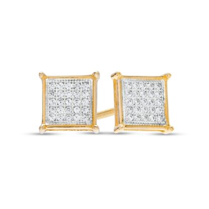 1/6 CT. T.W. Princess-Cut Multi-Diamond Stud Earrings in 10K Gold