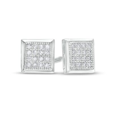 1/10 CT. T.W. Princess-Cut Multi-Diamond Stud Earrings in Sterling Silver