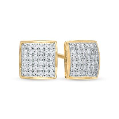 1/4 CT. T.W. Princess-Cut Multi-Diamond Stud Earrings in 10K Gold