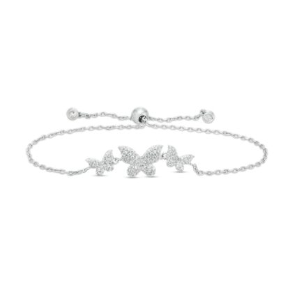 Cubic Zirconia Butterfly Chain Bracelet in Sterling Silver