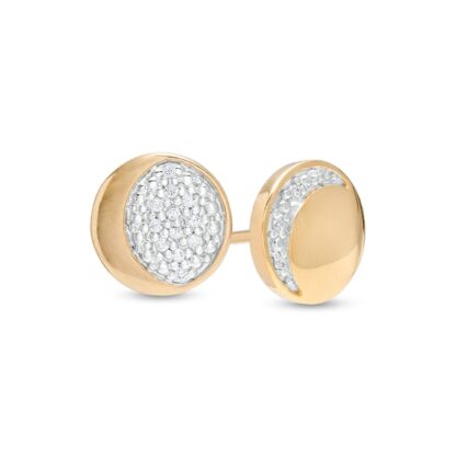 1/20 CT. T.W. Diamond Mismatch Moon Phase Stud Earrings in 10K Gold