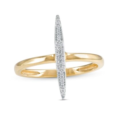 1/20 CT. T.W. Diamond Long Oval Ring in Sterling Silver with 14K Gold Plate - Size 7