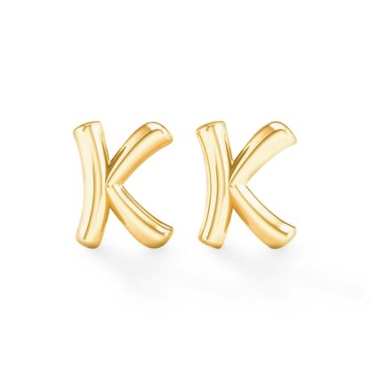 "K" Initial Studs in 10K Gold