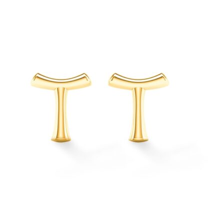 "T" Initial Studs in 10K Gold