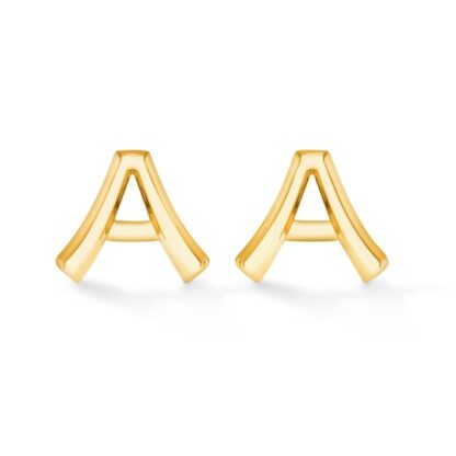 "A" Initial Studs in 10K Gold