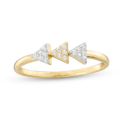 Cubic Zirconia Triangle Trio Ring in 10K Gold - Size 7