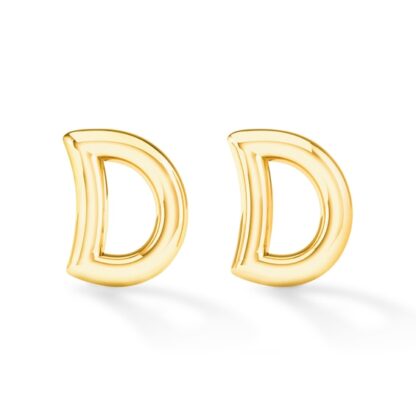 "D" Initial Studs in 10K Gold