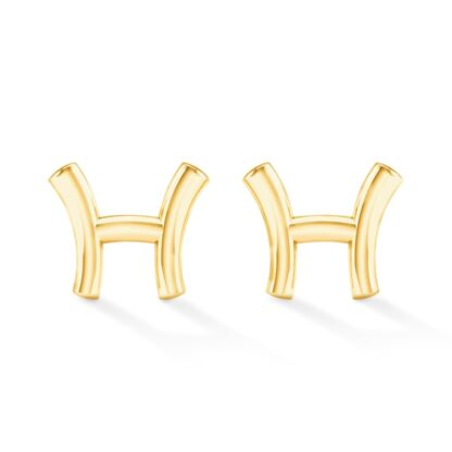 "H" Initial Studs in 10K Gold