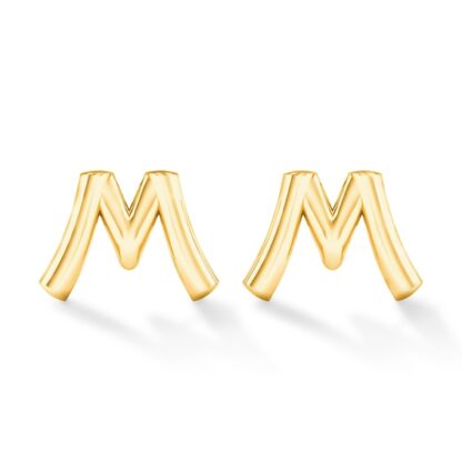 "M" Initial Studs in 10K Gold