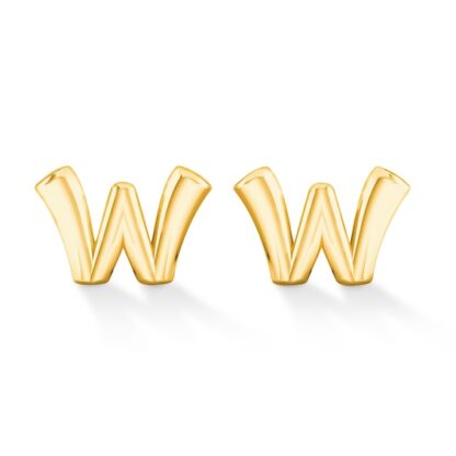 "W" Initial Studs in 10K Gold