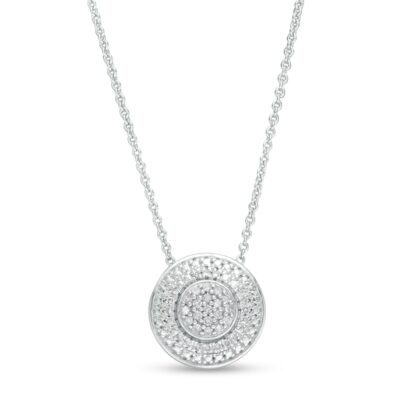 1/10 CT. T.W. Diamond Round Cluster Necklace in Sterling Silver - 18"