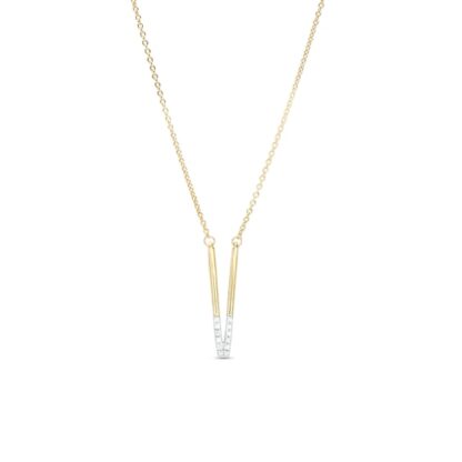 1/20 CT. T.W. Diamond "V" Initial Necklace in Sterling Silver with 14K Gold Plate - 18"