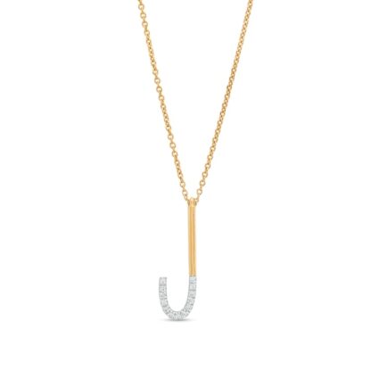 1/20 CT. T.W. Diamond "J" Initial Necklace in Sterling Silver with 14K Gold Plate - 18"