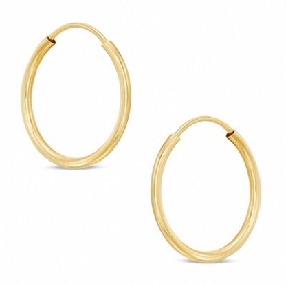 13mm Continuous Hoop Earrings in Hollow Sterling Silver with 14K Gold Plate