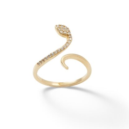 Cubic Zirconia Snake Wrap Ring in Sterling Silver with 14K Gold Plate - Size 7