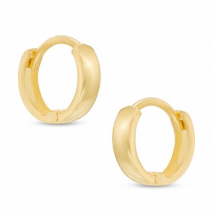 9mm Huggie Hoop Earrings in Solid Sterling Silver with 14K Gold Plate