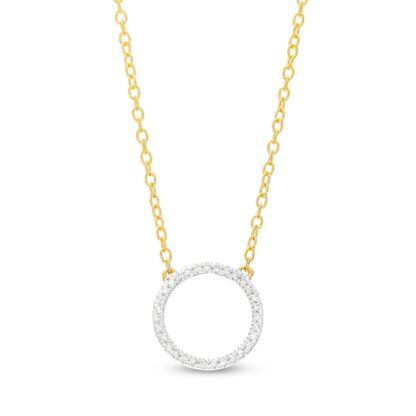 1/20 CT. T.W. Diamond Circle Necklace in Sterling Silver with 14K Gold Plate - 18"