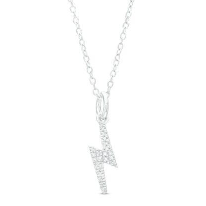 1/20 CT. T.W. Diamond Lightning Bolt Necklace in Sterling Silver - 18"