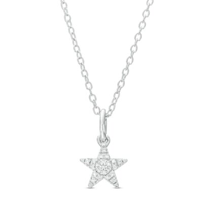 1/20 CT. T.W. Diamond Star Necklace in Sterling Silver - 18"