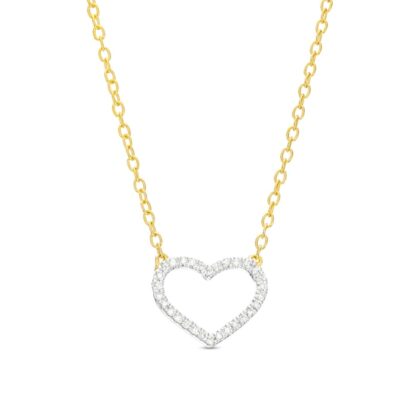 1/20 CT. T.W. Diamond Heart Necklace in Sterling Silver with 14K Gold Plate - 18"