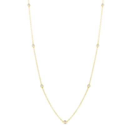 Diamond Accent Station Necklace in Sterling Silver with 14K Gold Plate - 36"